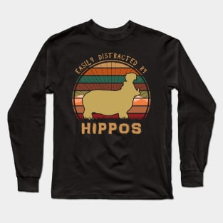 Easily Distracted By Hippos Long Sleeve T-Shirt